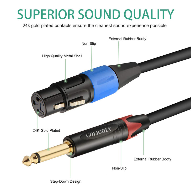[AUSTRALIA] - COLICOLY Female XLR to Dual 1/4 inch TS Mono Y Splitter Microphone Cable, XLR Female to Dual 6.35mm TS Plug Audio Converter Adapter Cord - 10ft 