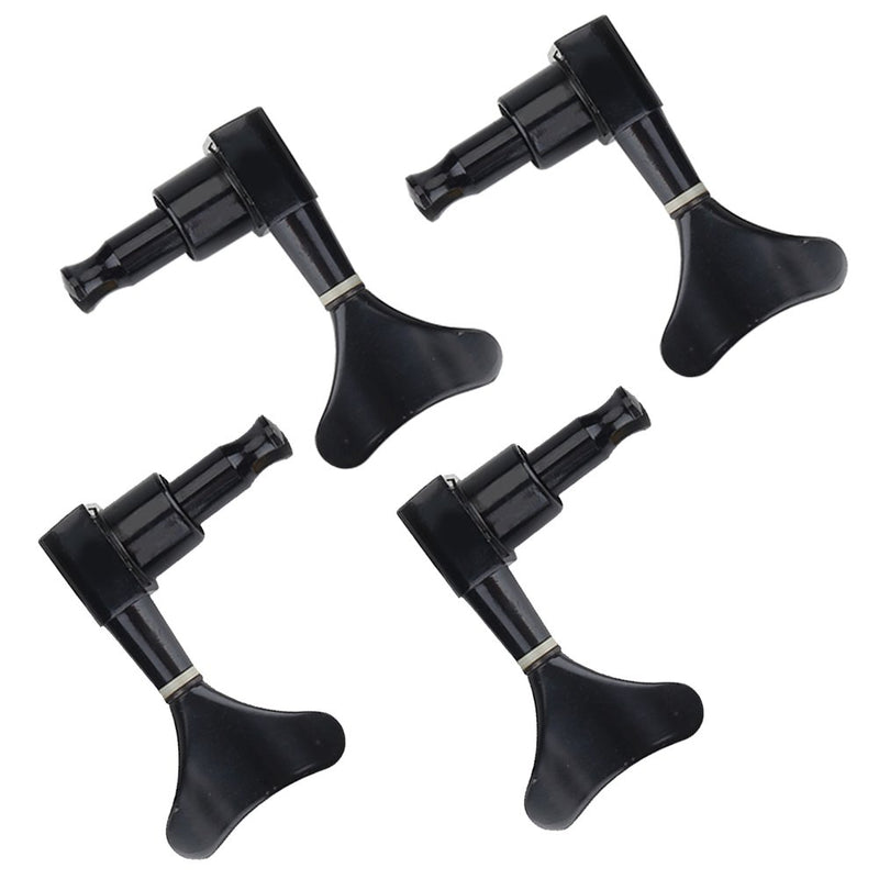 4pcs Tuning Pegs, 2L 2R Black Closed Zinc Alloy Machine Heads String Tuners for Electric Bass