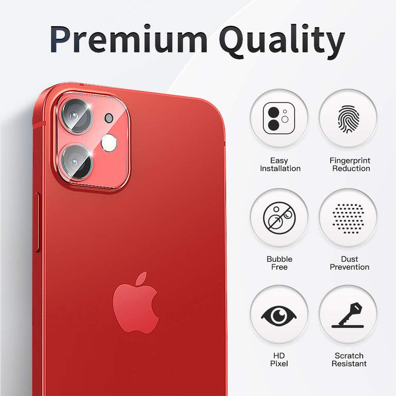 (3 pieces) tempered glass camera lens protective film 9H hardness, compatible with iPhone 11 6.1-inch tempered glass (suitable for phone case use) (new version) (scratch-proof) (easy to install) (precise cut)（Prevent glare） for iPhone 11