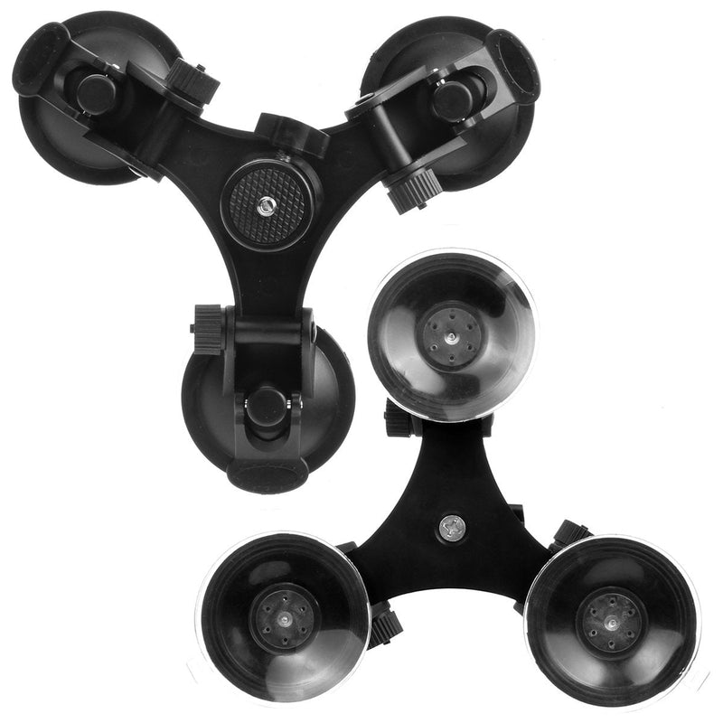 [AUSTRALIA] - Camera Mount for Car - Camera Suction Mount - Car Mount Triple Suction Cup Mount with 1/4 Threaded Head 360 Degree Tripod Ball Head Black B 