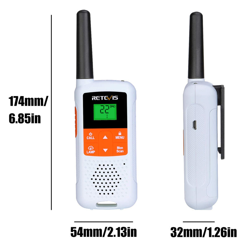 Retevis RT49B Walkie Talkies Rechargeable,Long Range Two Way Radios with NOAA Weather Alart 22 CH for Family Outdoor Climbing Hiking Camping (White,2 Pack) White