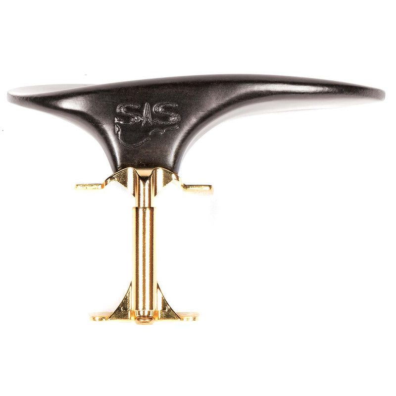 SAS Ebony Chinrest for 3/4-4/4 Violin or Viola with 32mm Plate Height and Goldplated Bracket