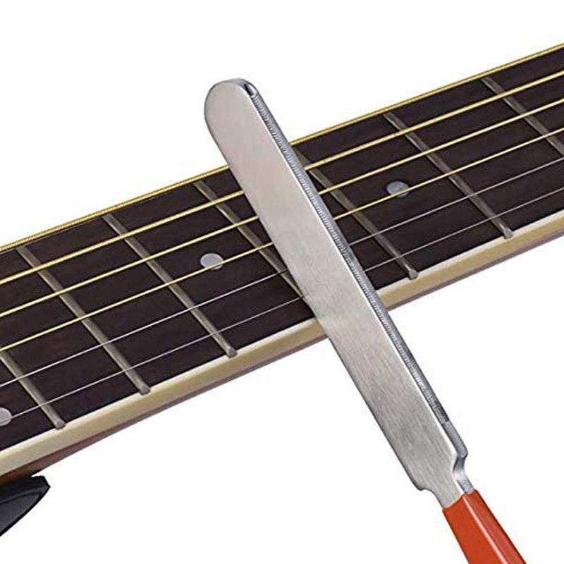 Guitar Repairing & Luthier Tools, Guitar Fret Crowning File, 3 in 1 Guitar String Winder Cutter Pin Puller, Stainless Steel Fret Rocker and Fingerboard Guards Protectors, 2 Grinding Stones (Orange)