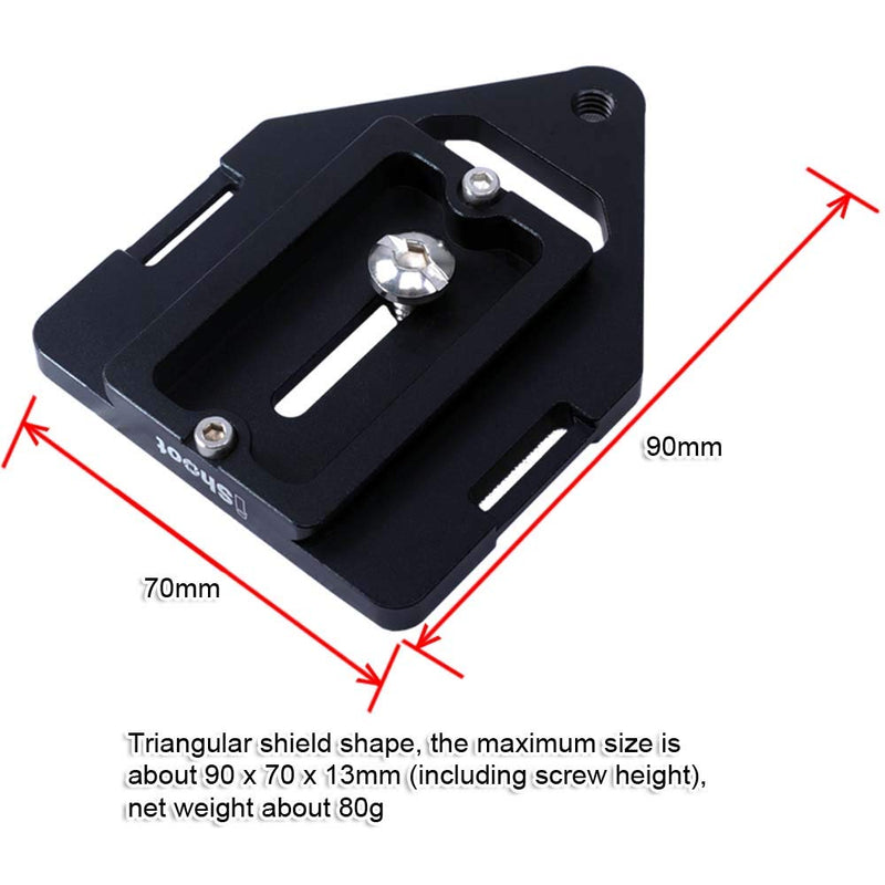 iShoot Large Triangular Quick Release Plate Compatible with Canon EOS 1DX II 1DX 1Ds 1D Series Nikon D6 D5 D4 D3 Series Hasselblad X1D Fuji GFX100 GFX50 Series Camera &Arca-Swiss Fit Tripod Head Clamp