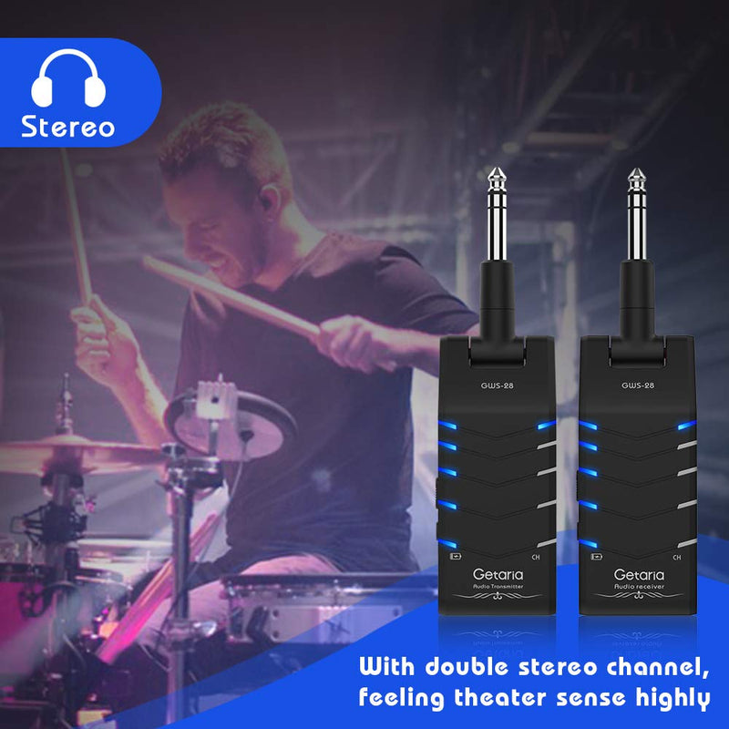 [AUSTRALIA] - Getaria Wireless Guitar System 2.4GHz Guitar Transmitter Receiver With 5 Channels Double Stereo For Electronic Guitar Bass Drum 