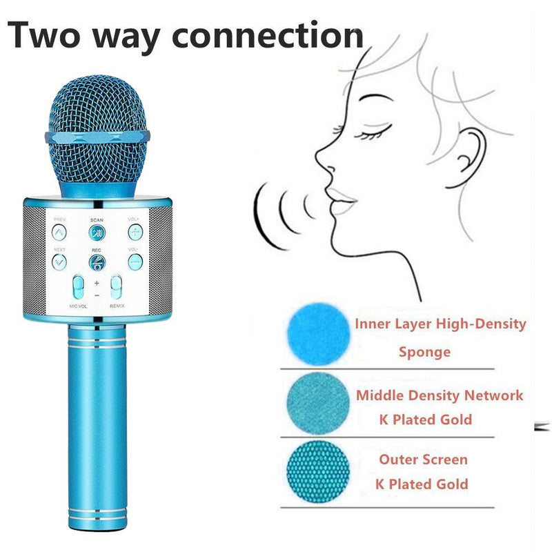 [AUSTRALIA] - Wireless Bluetooth Karaoke Microphone, Portable Karaoke Machine for Kid Birthday Party Christmas, Best Gifts Toys for Girls Boys Blue 