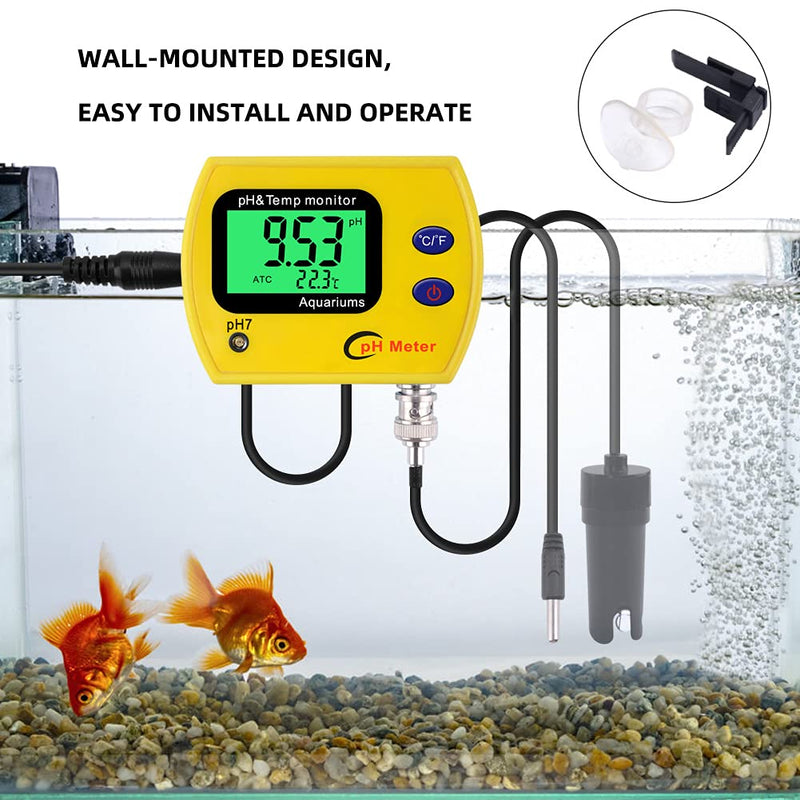 YIFAN pH Meter 0~14 pH Meter for Water, 2 in 1 ph Temperature Meter and Water Quality Tester with Automatic Calibration Function, Suitable for Hydroponics Aquarium Laboratory Lab Testing etc
