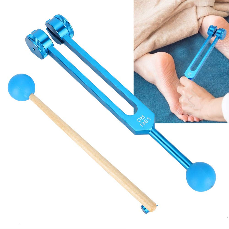 Canyita Tuning Fork, Non-Magnetic Aluminum Alloy 136.1Hz Yoga Tuning Fork With Massage Hammer, Suitable For Yoga Exercise And Massage At Home