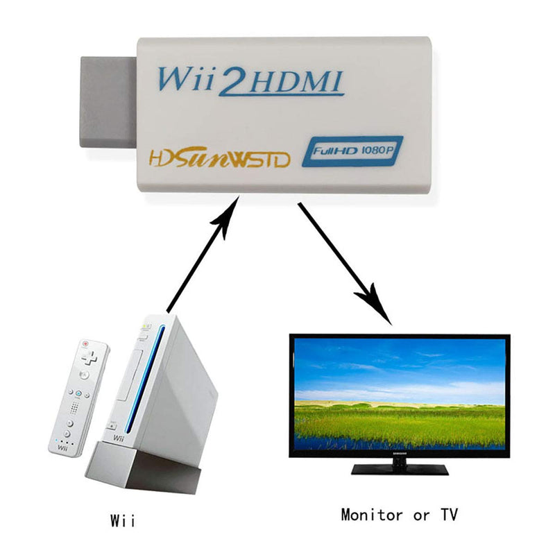 HDSUNWSTD Wii to HDMI 1080P Converter Wii2HDMI Adapter 3.5mm Audio Video Output Full HD 1080P Output