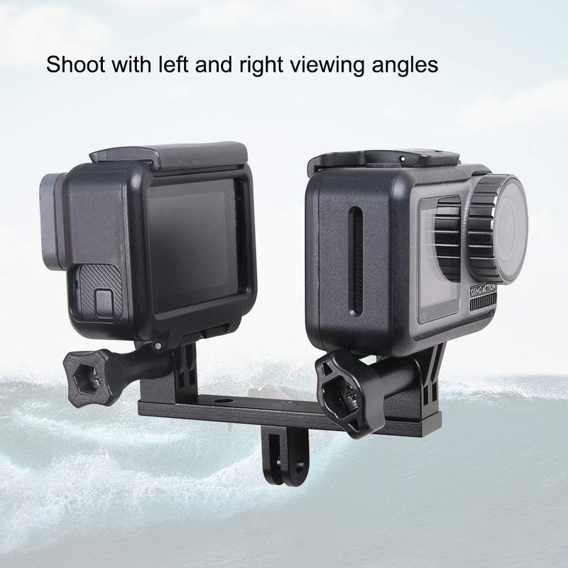 Aluminum Dual Twin Mount Adapter with Two Screw for GoPro Hero 10/9/8/7/(2018)/6/5 Black,4 Session,YI,Campark,AKASO,SJCAM,DJI Osmo Action Cameras - Suitable for Camera Housing Handheld monopod