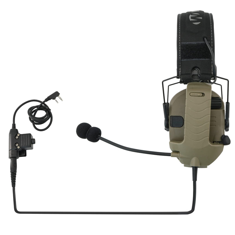 TSVISIONCORE Microphone & PTT for Walker's Razor Noise Cancelling Headphones Airsoft Tan
