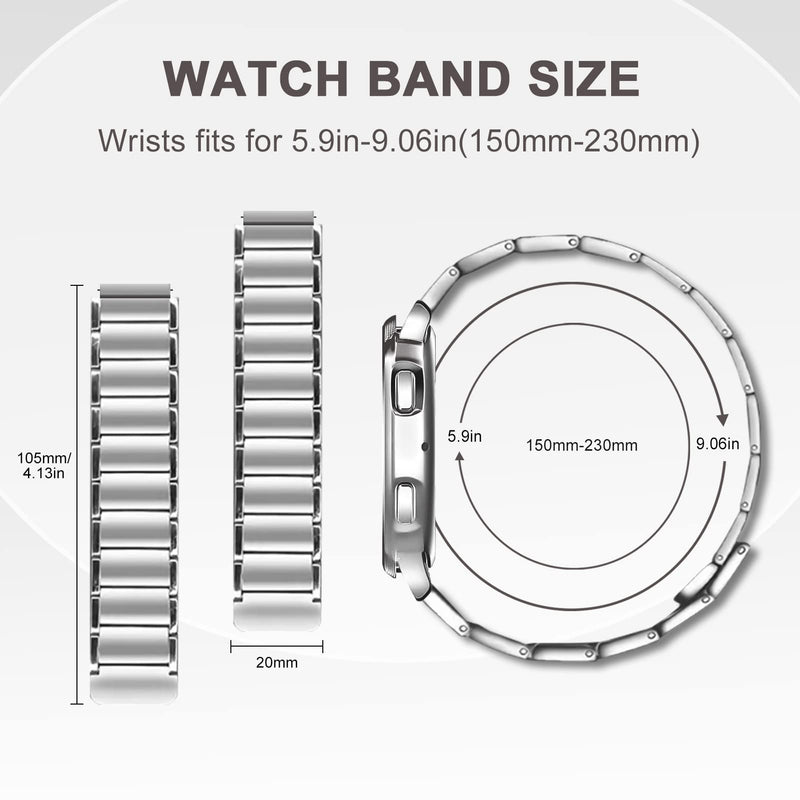 ORIbox 20mm Watch Bands Compatible for Classic Watch Bands, Samsung Galaxy Watch 4, Watch Active 2, Watch 4 Classic, Watch 3 41mm, Watch 42mm, High-Grade Adjustable Strap Magnetic Wristband Victor silver For Other 20MM