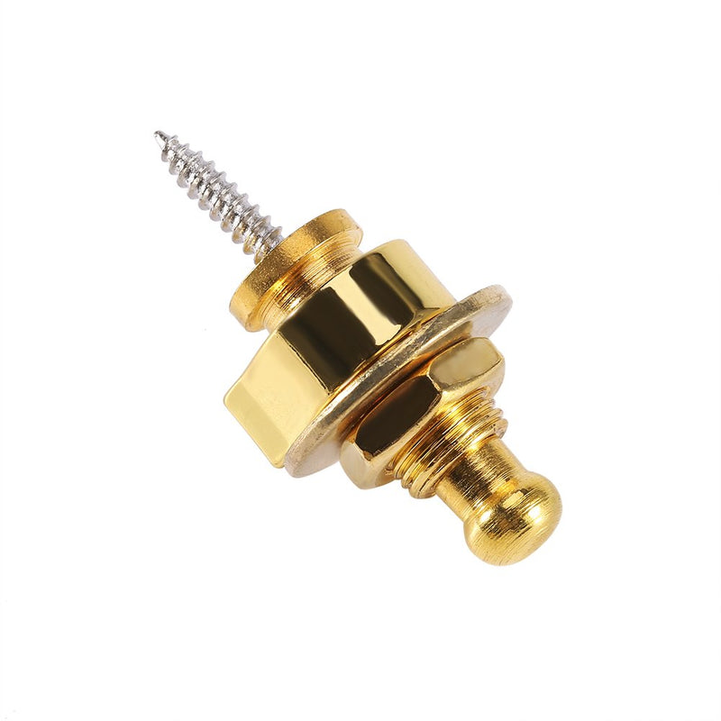 10Pcs Round Head Strap Locks and buttons Guitar Bass Schaller-Style Security Straplocks (Golden) Golden