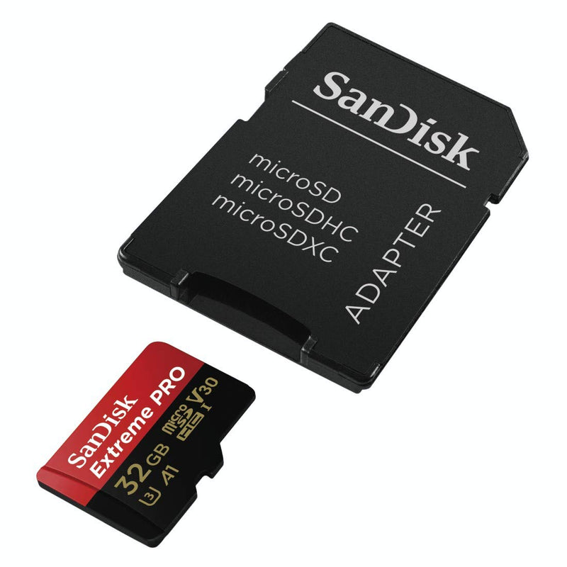 SanDisk Extreme PRO microSDHC Memory Card Plus SD Adapter up to 100 MB/s, Class 10, U3, V30, A1 - 32GB SDSQXCG-032G