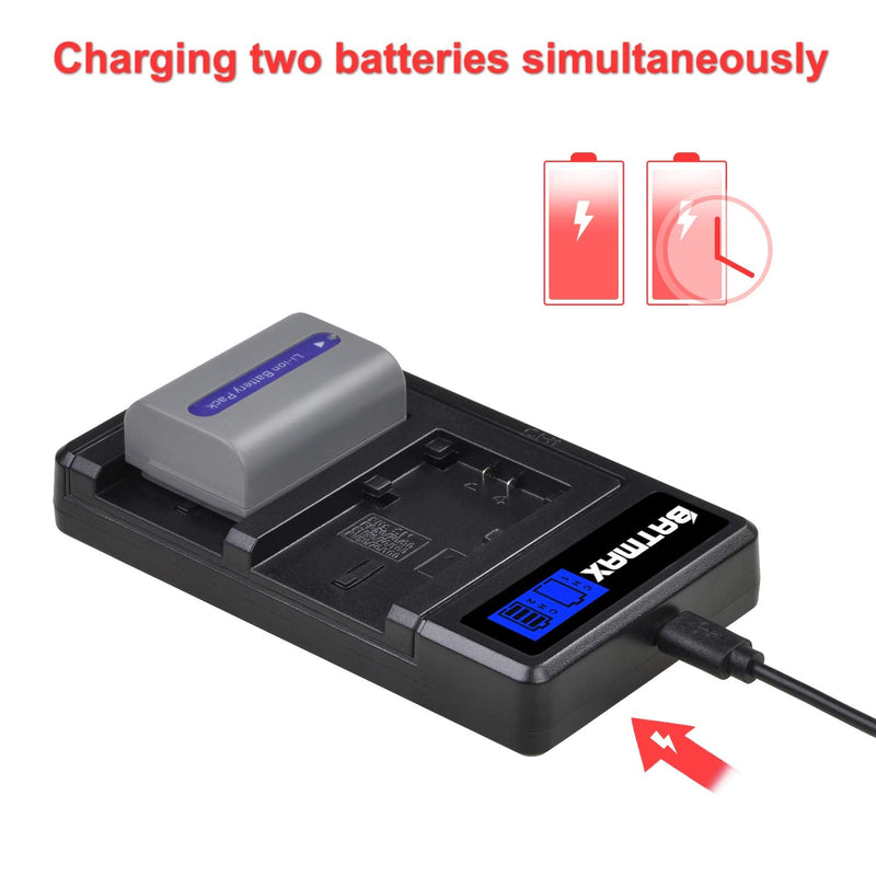 [AUSTRALIA] - Batmax 2 Pack 1250mAh NP-FP50 Battery + USB LCD Dual Charger for Sony NP-FP30 NP-FP60 NP-FP70 NP-FP71 Battery and Sony DCR-DVD103 DVD105 DVD202E DVD203 DVD205 DVD305 DVD92 