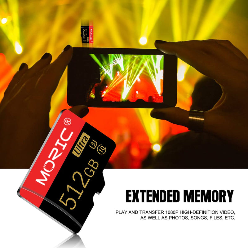 512GB Micro SD Card High Speed Micro SD Card Class 10 Memory Card for Smartphone Tablet and Drone with SD Adapter