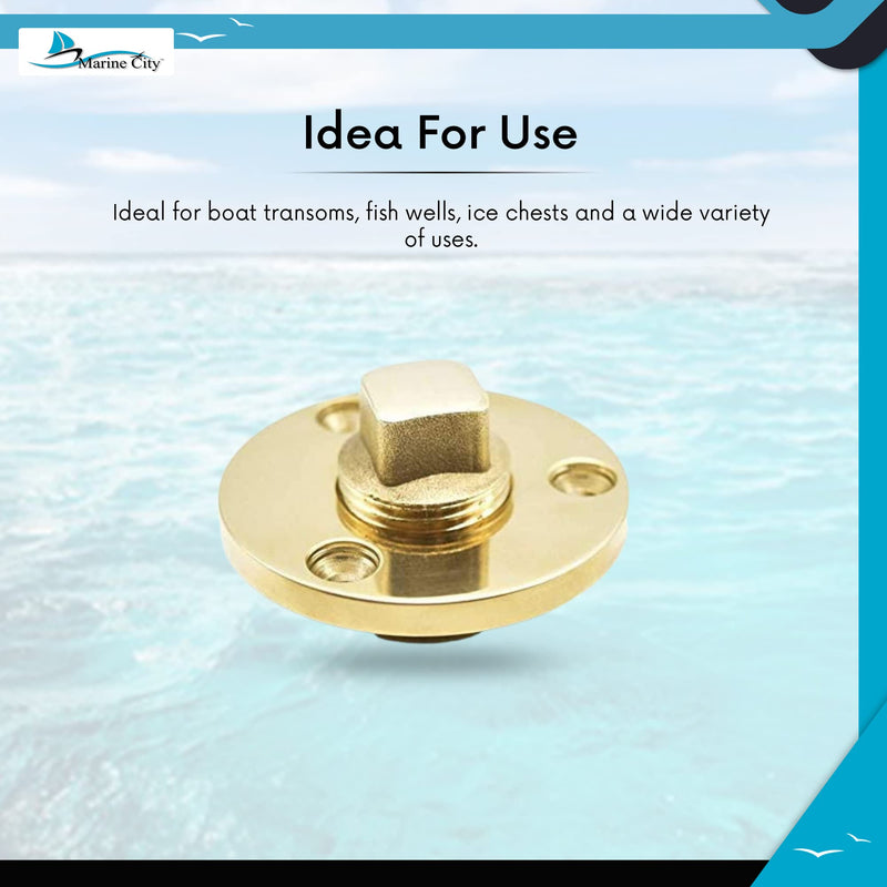 Marine City Brass Drain Plug Fits 1” Dia. Hole, 1/2''NPT 1-Pcs
