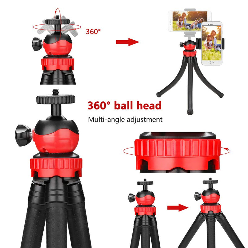 Victiv Flexible Tripod, 12inch Mini Tripod for Smartphone Sport Cameras with 360 Degree Ball Head, Waterproof Tripod for Video Shoot with Remote Shutter, Phone Clip and Velvet Case
