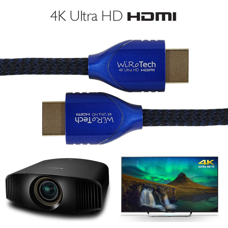 WiRoTech HDMI Cable 4K Ultra HD with Braided Cable, HDMI 2.0 18Gbps, Supports 4K 60Hz, Chroma 4 4 4, Dolby Vision, HDR10, ARC, HDCP2.2 (3 Feet, Blue) 3 Feet