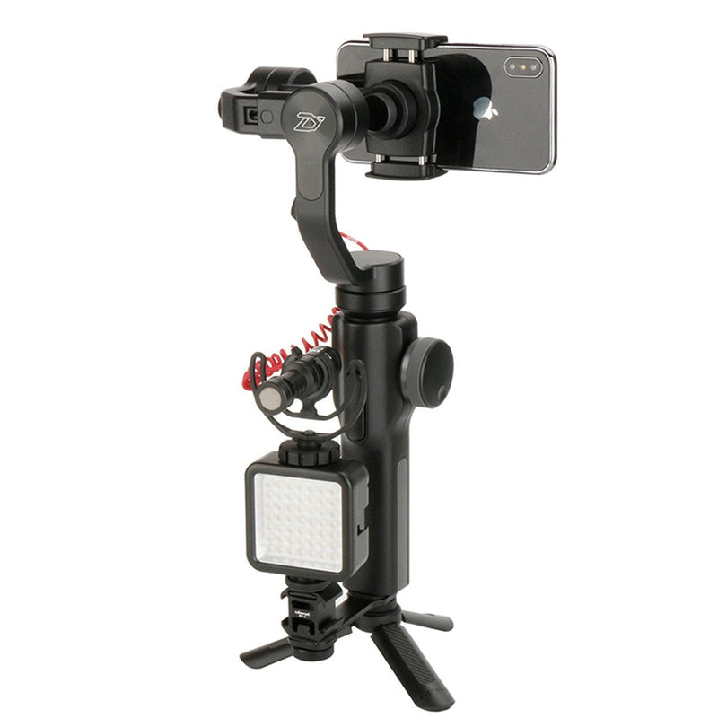 Triple Cold Shoe Mount Gimbal Extension Bracket, Universal Mic Stand and Light Mount Plate Adapter for Zhiyun Smooth 4/Smooth Q/DJI OSMO Mobile 2/Feiyu Vimble 2 Gimbal Stabilizer Accessories