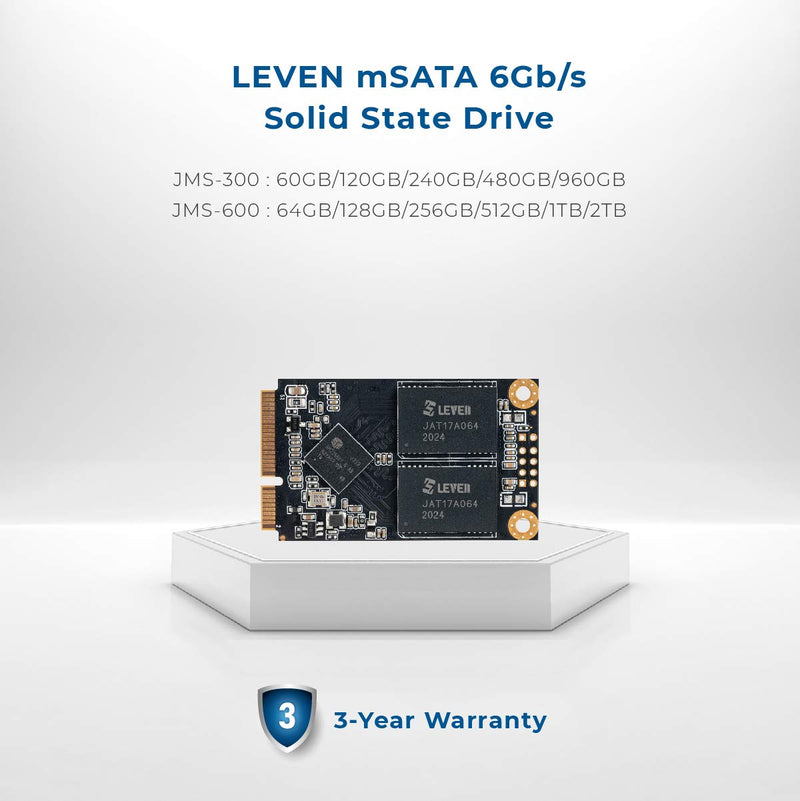 LEVEN mSATA SSD 512GB 3D NAND TLC SATA III 6 Gb/s, mSATA (30x50.9mm) Internal Solid State Drive - Compatible with Desktop PC Laptop - (JMS600-512GB)