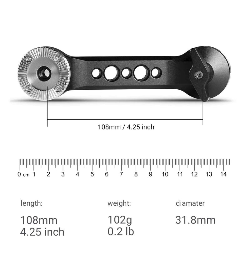 SMALLRIG Rosette Extension Arm Dogbone for Rosette Handle, Rosette Mount Camera Cage Rig Accessories - 1684 Short