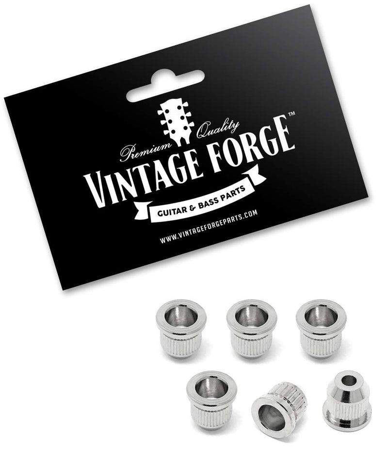 Vintage Forge Chrome String-Through Body Ferrules for Fender Stratocaster and Telecaster Electric Guitar (Set of 6) SF170-CHR