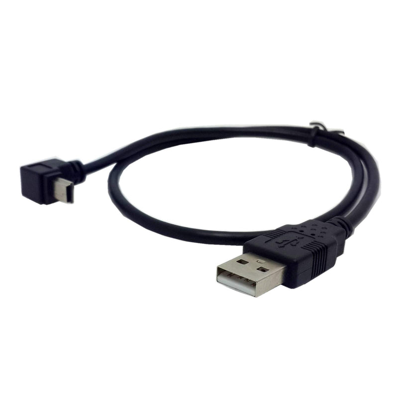 CY Mini USB to USB Cable 5pin USB-A to Mini USB-B Data Cable Up Angled Black Up 0.5m