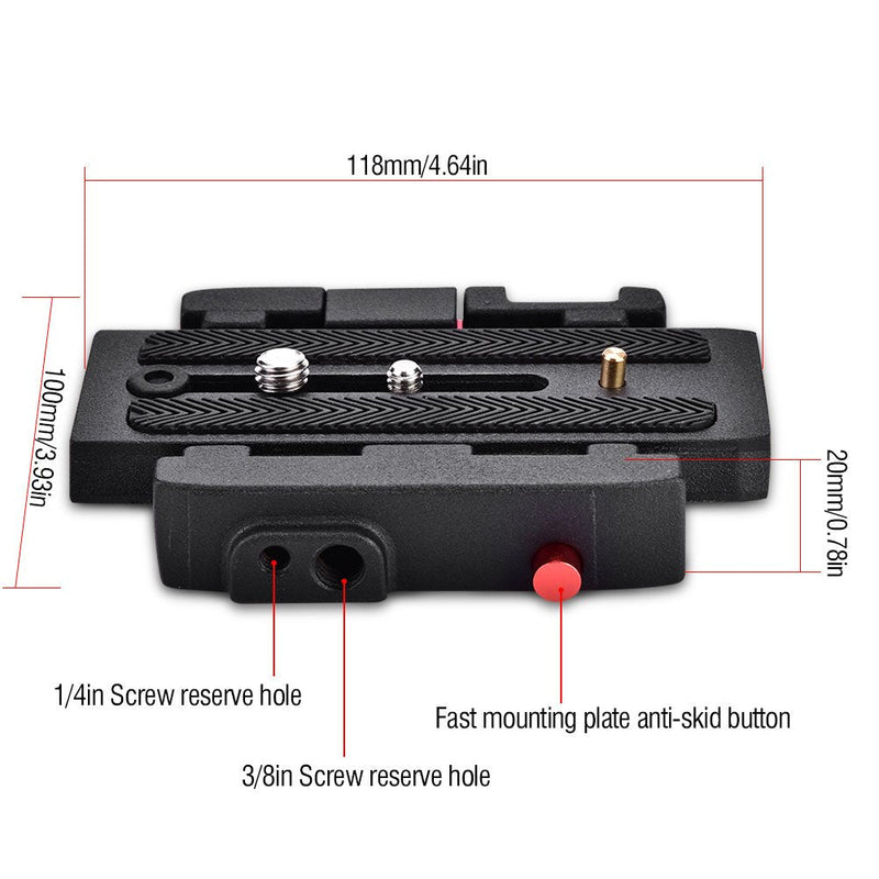 Quick Release Base Plate, Vbestlife Aluminium Alloy Camera Base Plate for Manfrotto 501, 500AH, 701HDV, 503HDV, Q5 and More, Black