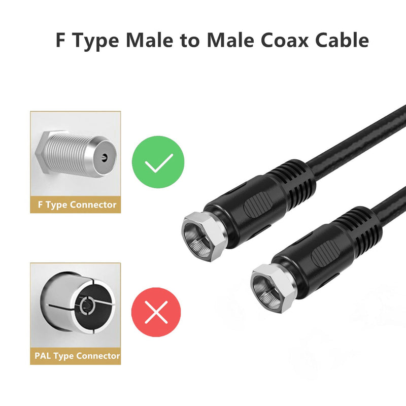 [AUSTRALIA] - Short Coaxial Cable, 1ft Coax Cable RG6 F Cord 75 Ohm with Coax Female to Female Coupler Adapter UIInosoo for AV, Cable TV, Antenna and Satellite Black 