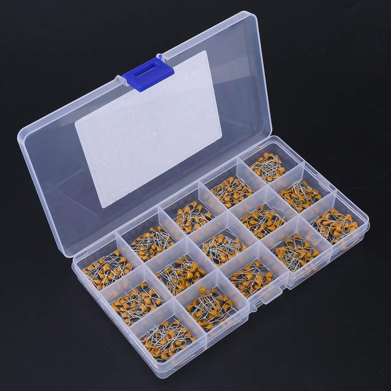 450pcs Ceramic Capacitors Assortment Kit, 10pF－100nF 15 Value Multi Layer Ceramic Capacitors with Box