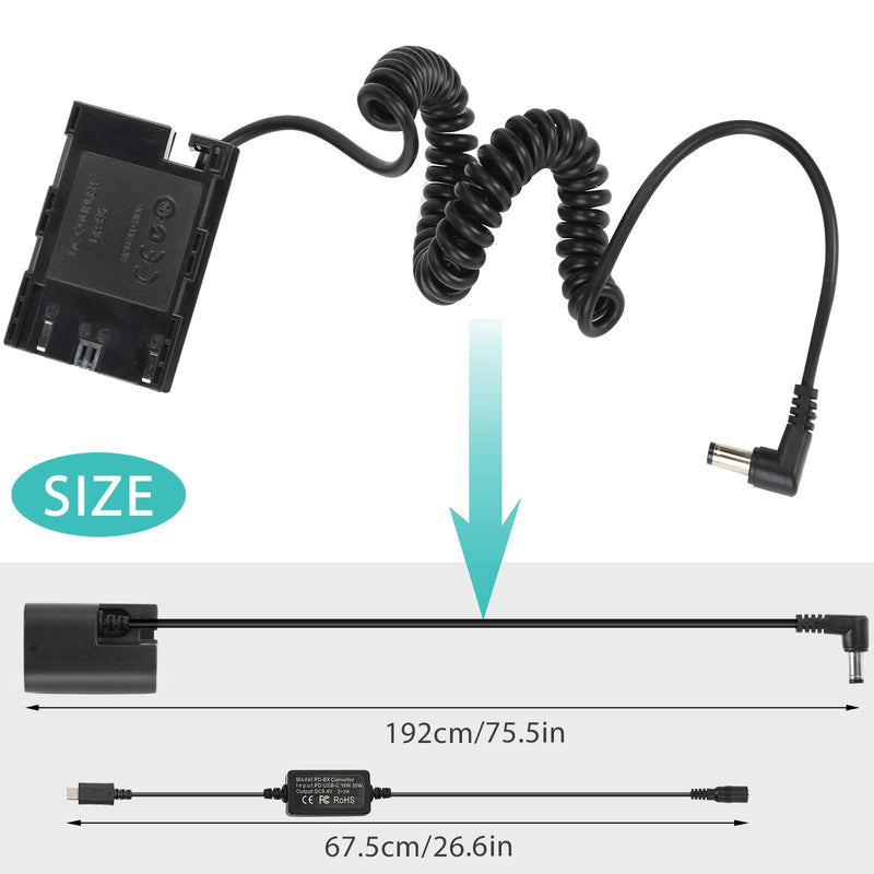 PowEver DR-E6 USB-C Camera AC Power Adapter ACK-E6 Charger Kit Replace LP-E6 LP-E6N Battery for Canon EOS R R5 R6 90D 80D 70D 60D 60Da 7D 6D 5DS 5D Mark II III IV 6D Mark II 7D Mark II Cameras