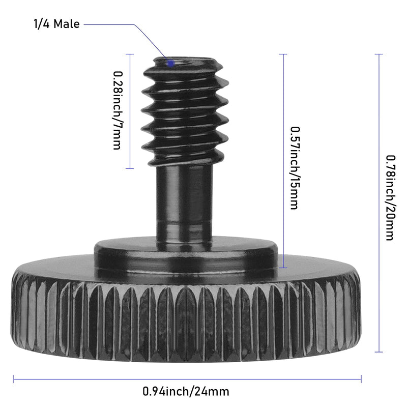 2 Packs Thumb Screw Camera Quick Release Adapter with 4 Packs Rubber Washers,1/4 Male to 1/4 Female Thread Thumbscrew L Bracket Mount Tripod Screw Rubber Pads for Camera Mounting Plate Flash Bracket Blue