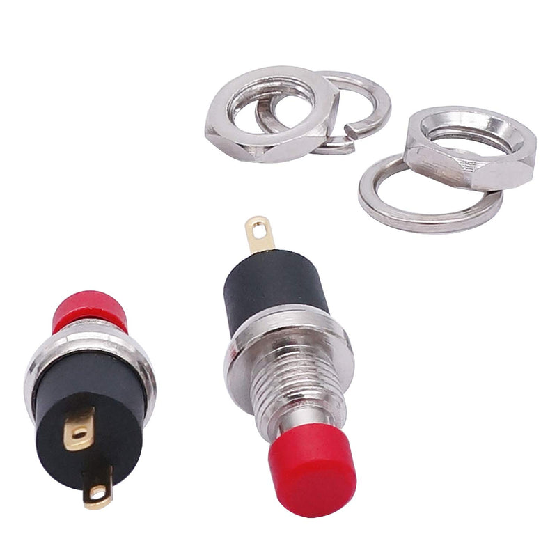 TWTADE 3Pcs Latching Mini Push Button Switch Red 1A 250VAC 2 Pin SPST ON/Off PBS-110-L-R