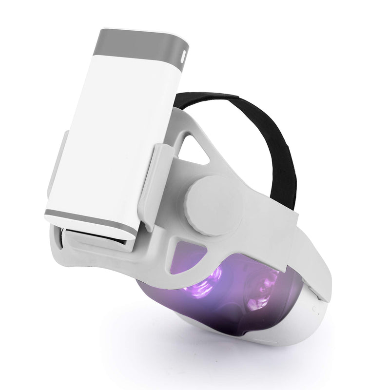 Elite Strap for Oculus Quest 2 Replacement Head Strap Accessories Balance Weight with Power Bank Holder by X-Home (White) White