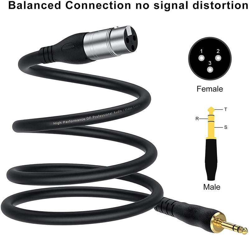 NUOSIYA Unbalanced 6.35mm TRS Jack to XLR Microphone Interconnect Cable TRS Male Stereo Cable (3M/10ft, 6.35TRS-XLR F) 3M/10ft