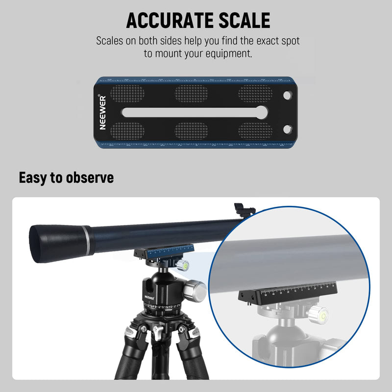 NEEWER 4.72"/120mm Rail Bar Vixen Style Dovetail Plate, Metal Mounting Plate Saddle with 1/4" 3/8" D Ring Screw for Telescope Mount Adapter Base OTA Equatorial Tripod Sky Astrophotography, QR005