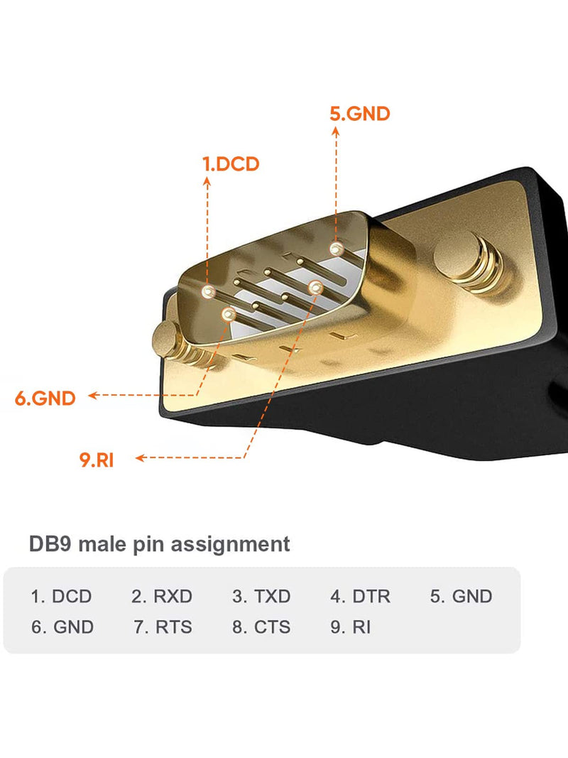 CableCreation [2-Pack] USB to RS232 Male Adapter with PL2303 Chipset, USB to DB9 Serial Converter for Windows 10, 8.1, 8, 7, Vista, XP, 2000, Linux and Mac OS X 10.6 and Above,Black PL2303 Chip-Male-2Pack
