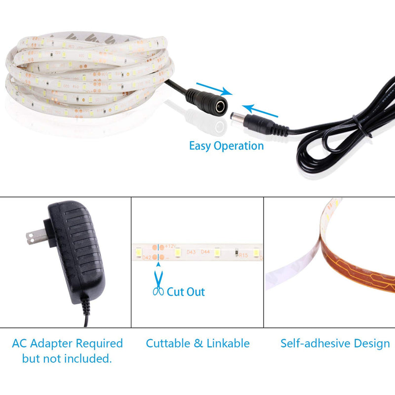 LED Strip Lights with Power Supply-16.4ft/5m Flexible Strip Light Kit, 300 LED Blue Lighting Strip Waterproof LED Tape Lights for DIY Home Kitchen Car Bar Party