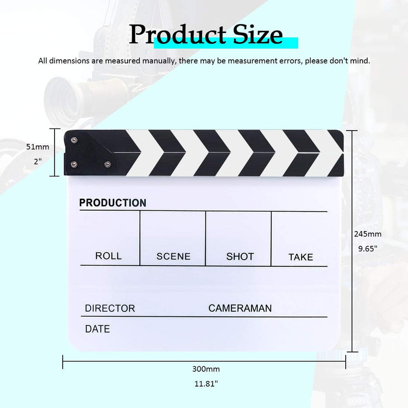 Hilitchi Acrylic Clapper Board Wooden Film Movie Clapboard Cut Action Scene Clapper Board Plastic Slate 25x30cm/10x12"