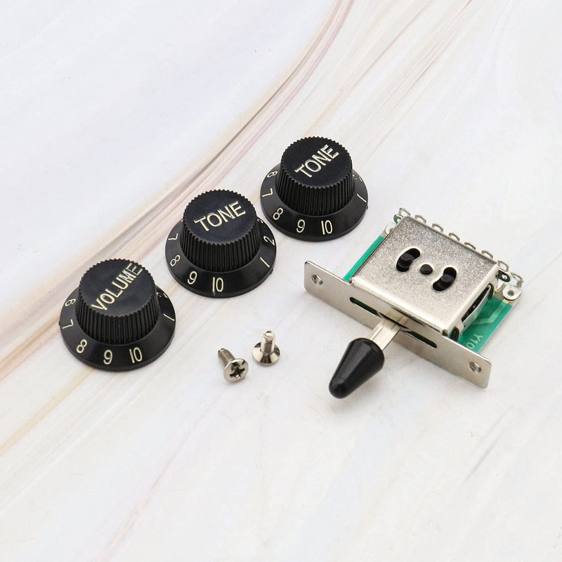 4x Electric Guitar 5 Way Pickup Selector toggle Switch Kit 1 Tone 2 Volume Compatible with Stratocaster Telecaster SQ Guitar