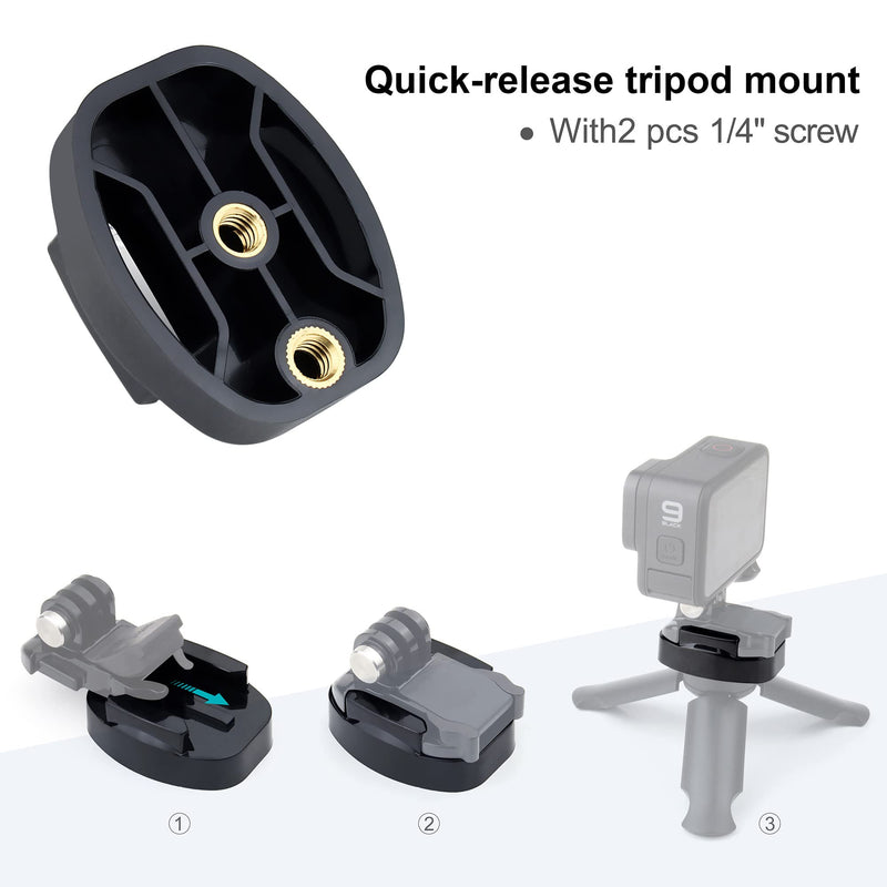 YALLSAME Tripod Mount for GoPro Adapter Go Pro Accessories in Finger Mount System with Quick Release Buckle Screw Fit for GoPro Hero 10 9 8 7 6 5 4 3 DJI OSMO Sjcam Xiaoyi and Most Action Camera 5 Pack Adapter Mount