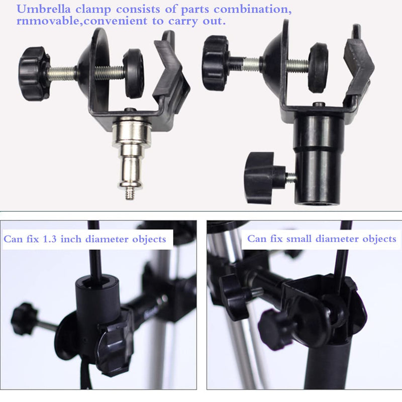 AngelReally Metal Tripod Umbrella Holder, Outdoor Camera Clamp Outdoor Tripod Umbrella Holder Metal Clip Bracket Stand Clamp Photography Accessory(Metal Clip Not Plastic Clip)