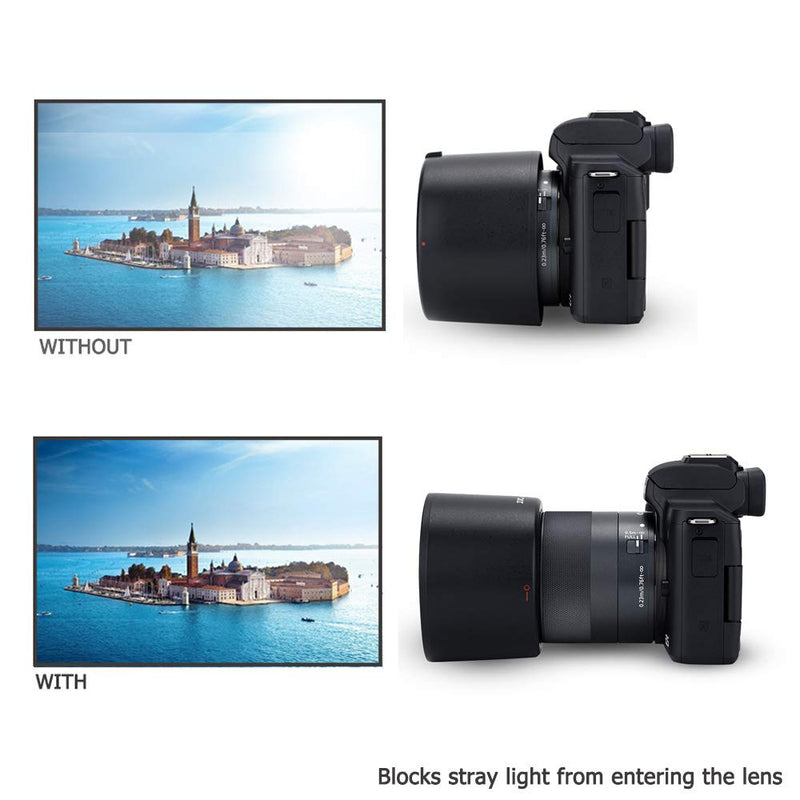 Reversible Bayonet Lens Hood Shade for Canon EF-M 32mm f/1.4 STM Lens Replaces Canon ES-60 Lens Hood Allows to Attach 43mm Filter and Lens Cap