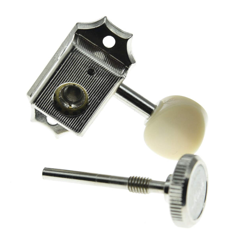 KAISH 3x3 Guitar Vintage Style Locking Tuners Guitar Tuning Keys Pegs Guitar Lock Machine Heads for Les Paul Guitars Nickel with Ivory Button