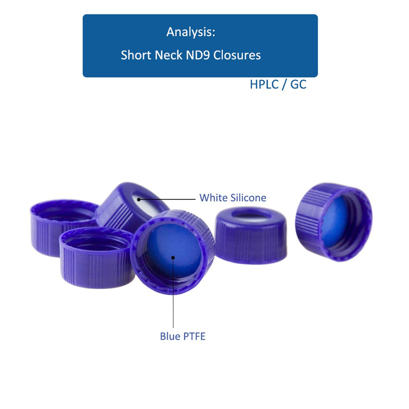 ALWSCI 2ml Clear Autosampler Vial, HPLC Vial with Writing Area, 9-425 Screw Cap, 9mm Blue PTFE & White Silicone Liner, 100pcs/pk Clear with Blue PTFE White Silicone