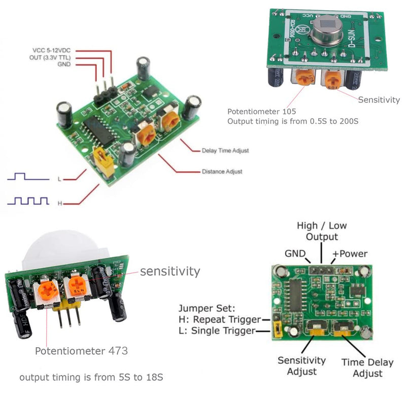 Stemedu HC-SR501 PIR Sensor Infrared IR Body Motion Module for Arduino Raspberry Pi(Pack of 5pcs)