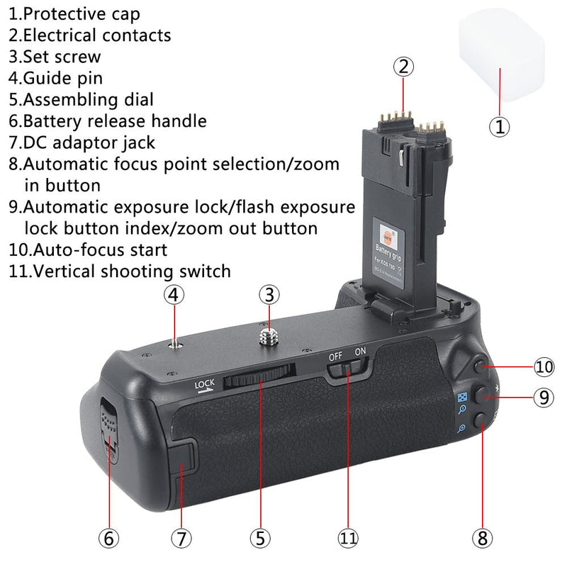 DSTE Replacement for Pro BG-E14 Vertical Battery Grip + 2X LP-E6 LP-E6N Compatible Canon EOS 70D 80D 90D SLR Digital Camera