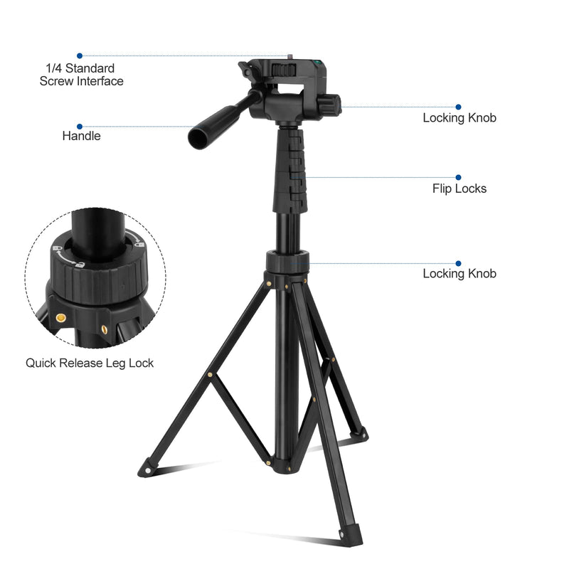 UBeesize 62" Phone Tripod, Aluminum Portable Phone Tripod Stand with Wireless Remote & Phone Holder, Compatible with Android/iPhone/Sport Camera, Perfect for Vlogging/Video Recording/Live Streaming