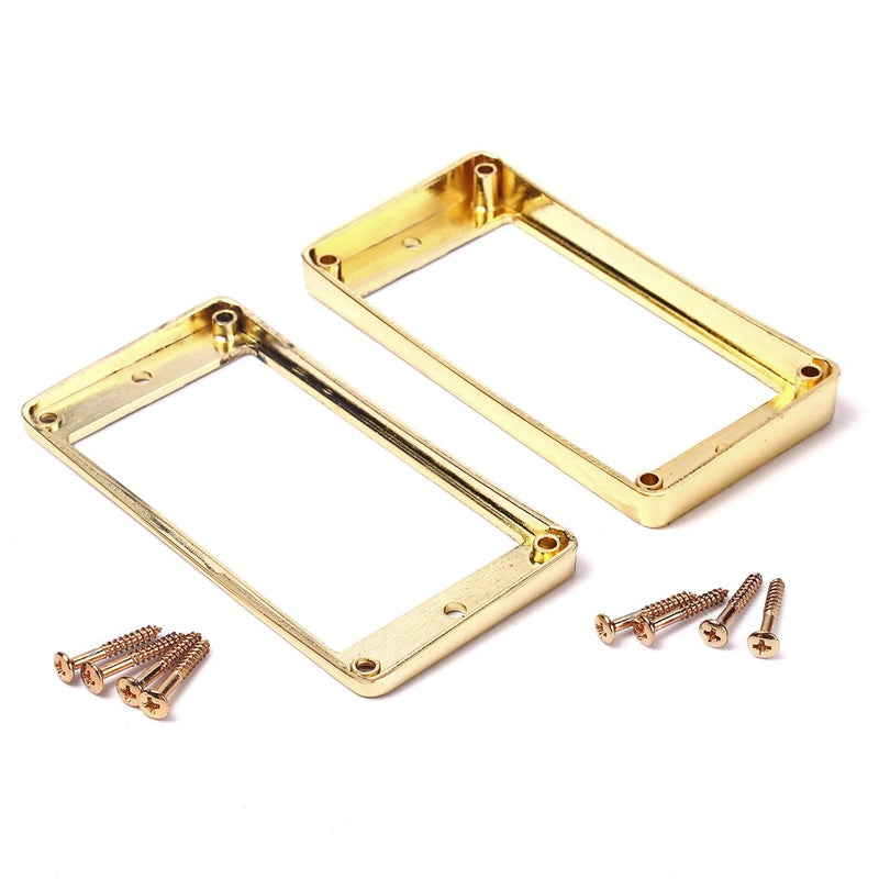 Alnicov 2 Pcs Curved Bottom Humbucker Pickup Ring Set for Epiphone Guitar Accessories,Gold